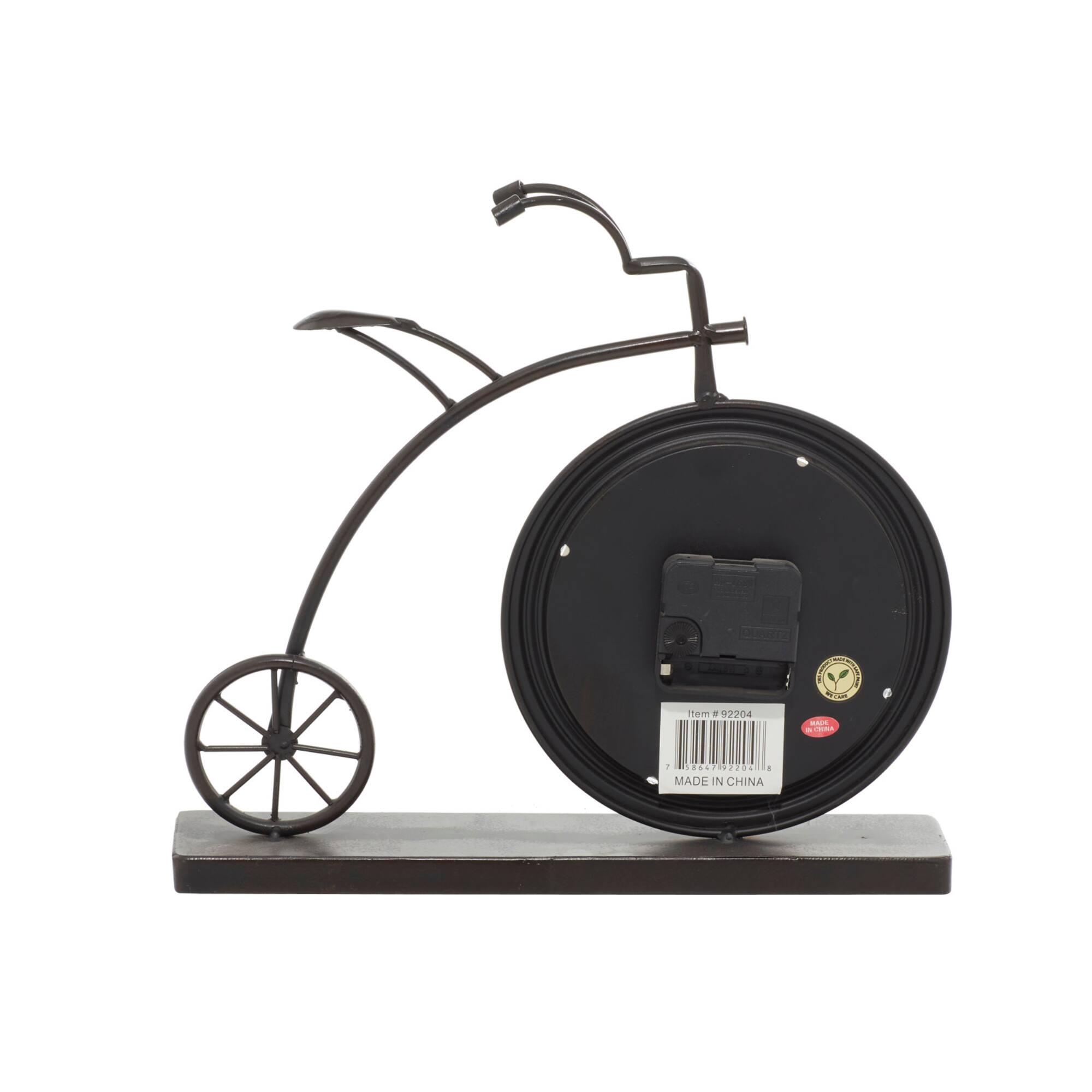 13" Brown Metal Penny-Farthing Clock